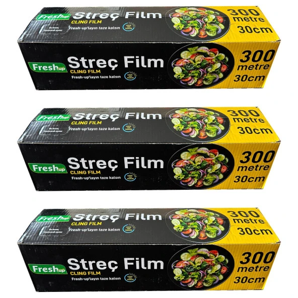 Fresh-Up Şeffaf Mutfak Rulo Streç Film Folyo - 30 Cm. x 300 Metre - Gıdaya Uygun - 3 Paket ürün görseli 1