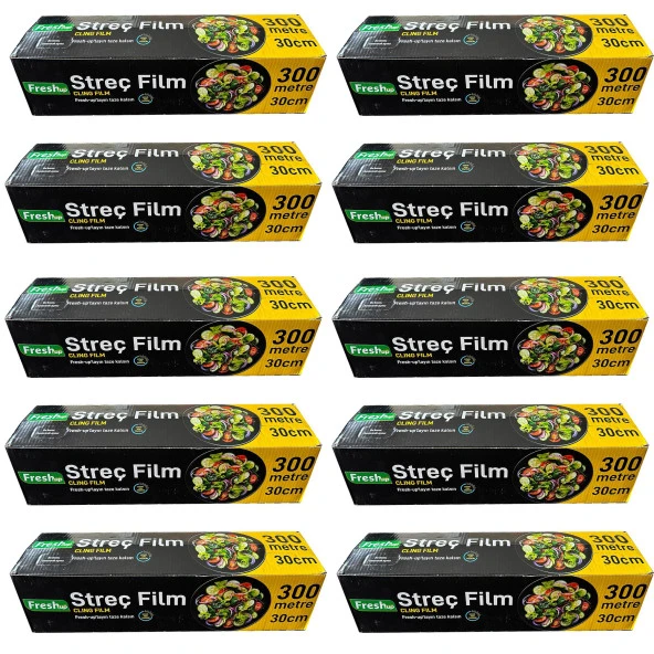Fresh-Up Şeffaf Mutfak Rulo Streç Film Folyo - 30 Cm. x 300 Metre - Gıdaya Uygun - 10 Paket ürün görseli 1