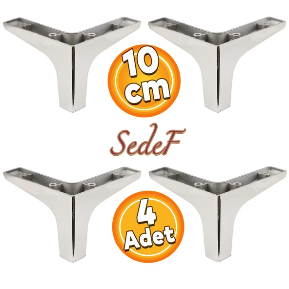 Sedef Lüks Mobilya Kanepe Sehpa Tv Ünitesi Koltuk Ayağı 10 Cm Krom Ayakları (4 ADET) ürün görseli 1