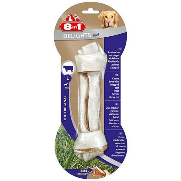 8 in 1 Delights Bones Biftekli Köpekler İçin Ağız Bakım Kemiği Large ürün görseli 1