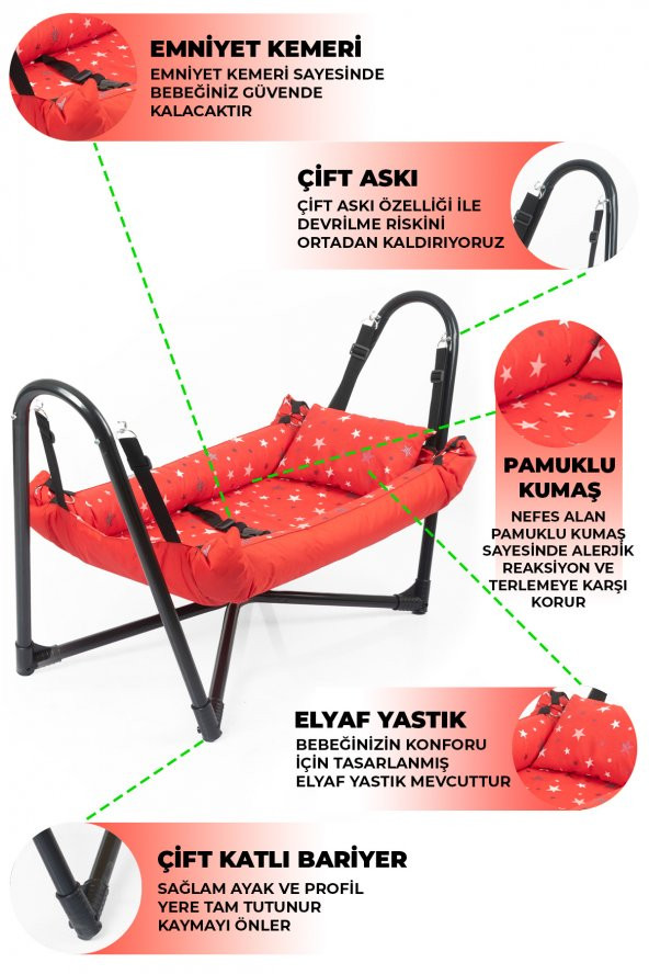Plüton Bebek Hamak Kırmızı - Resim 2