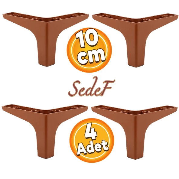 Sedef Lüks Mobilya Kanepe Sehpa Tv Ünitesi Koltuk Ayağı 10 Cm Düz Kahverengi Ayakları (4 ADET) ürün görseli 1