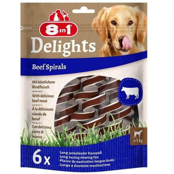 8 in 1 Delights Beef Spirals Biftekli Burgu Köpek Ödülü 6lı ürün görseli 1