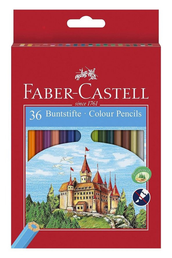 36 lı Kuru Boya Kalemi Karton Kutu 1 Paket 36 Renk Faber Kuruboya Tam Boy Renkli Kalem ürün görseli 1