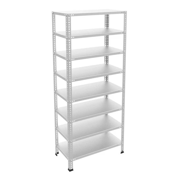 8 Katlı Galvaniz Çelik Raf - Depo, Arşiv, Kiler, Dosya, Market Rafı  43x75 cm 250 cm 1.50 mm ürün görseli 1