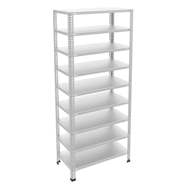 9 Katlı Galvaniz Çelik Raf - Depo, Arşiv, Kiler, Dosya, Market Rafı  31x75 cm 250 cm 1.50 mm ürün görseli 1