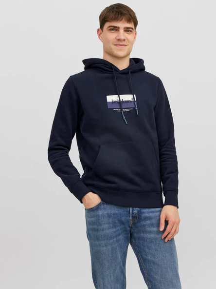 JACK JONES Kapüşonlu Yazı Baskılı Erkek Sweatshirt 12242197 ürün görseli 1