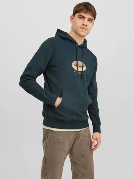 JACK JONES Kapüşonlu Yazı Baskılı Erkek Sweatshirt 12242197 ürün görseli 1