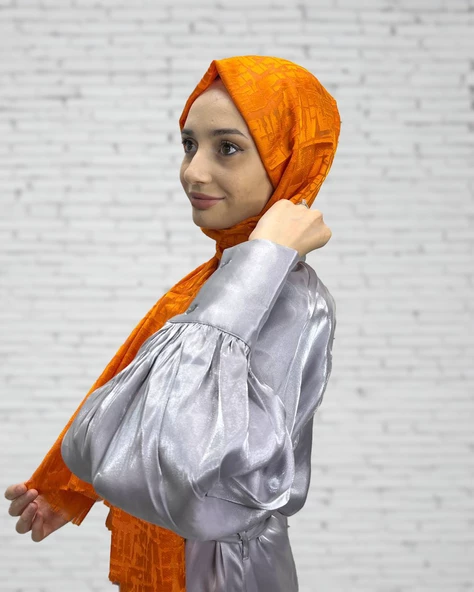 Cosie İthal  Desenli Yakma Şal 00829  ORANGE ürün görseli 1