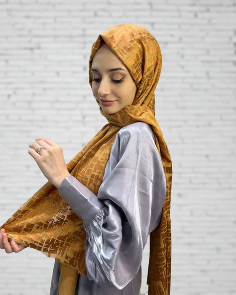 Cosie İthal  Desenli Yakma Şal 00829  TARÇIN ürün görseli 1