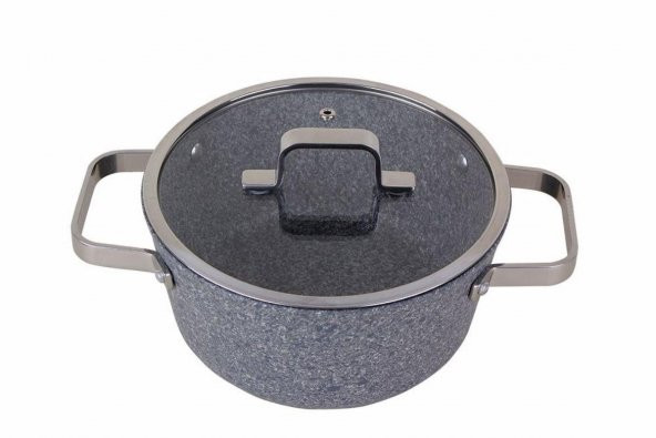 Porland Bianco Gri Kapaklı Derin Tencere 24 cm 04STY005841 ürün görseli 1