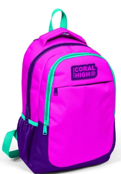 Coral High Üç Bölmeli Kız Çocuk İlkokul ve Ortaokul Okul Sırt Çantası - Mor Pembe ürün görseli 1
