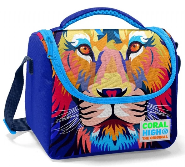 Coral High Mavi Aslan Desenli İlkokul Okul Beslenme Çantası - Erkek Çocuk - Termal Astarlı ürün görseli 1