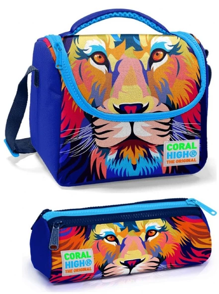 Coral High Mavi Aslan Erkek Çocuk Beslenme Çantası Seti ürün görseli 1