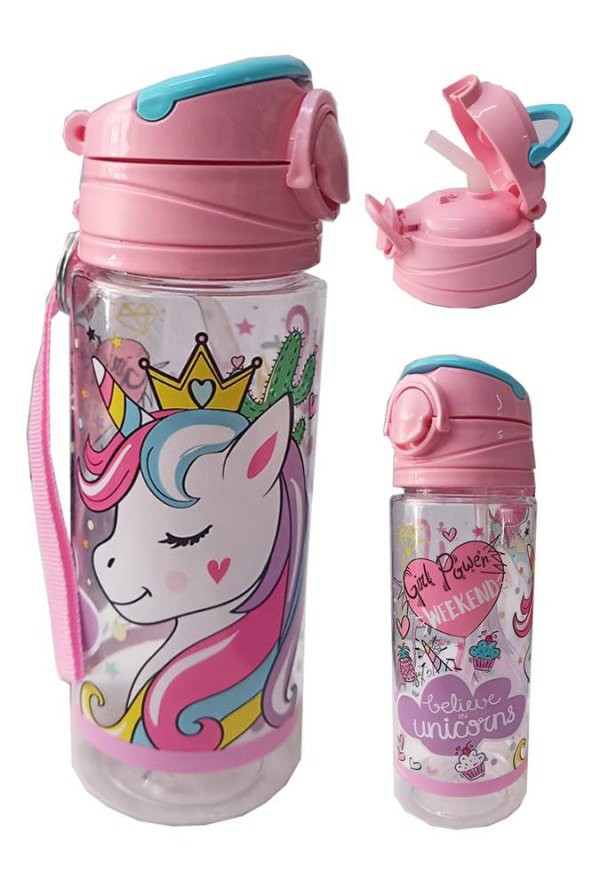 Kız Çocuk Unicorn Matara 500 ml 1 Adet Lisanslı Suluk Okul Matarası Öğrenci Suluğu ürün görseli 1