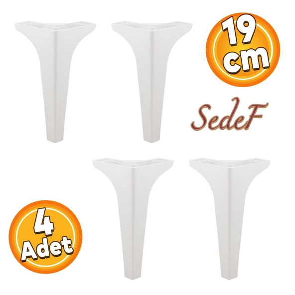 Sedef Lüks Mobilya Kanepe Tv Ünitesi Konsol Koltuk Ayağı 19 Cm Beyaz Ayakları 4 Adet ürün görseli 1