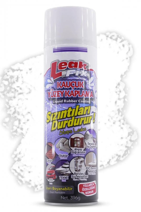 Leak Fix Beyaz Su Yalıtım Spreyi Su Sızdırmaz Geçirmez Sprey Kauçuk Kaplama Sızıntı Durdurur 396 Gr ürün görseli 1