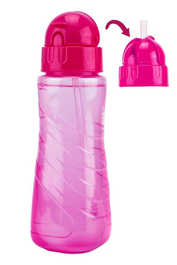 Matara 500 ml Pembe 1 Adet Plastik Su Matarası 500 cc Pipetli Suluk Okul Suluğu ürün görseli 1