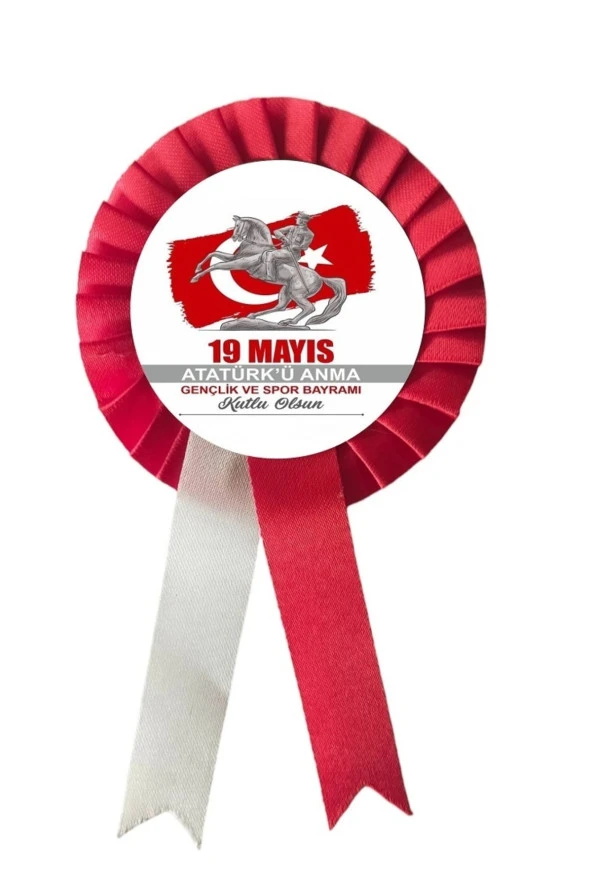 yıldızkurdelaankara 19 Mayıs Atatürkü Anma Ve Gençlik Spor Bayramı Saten Kokart 10 Adet ürün görseli 1