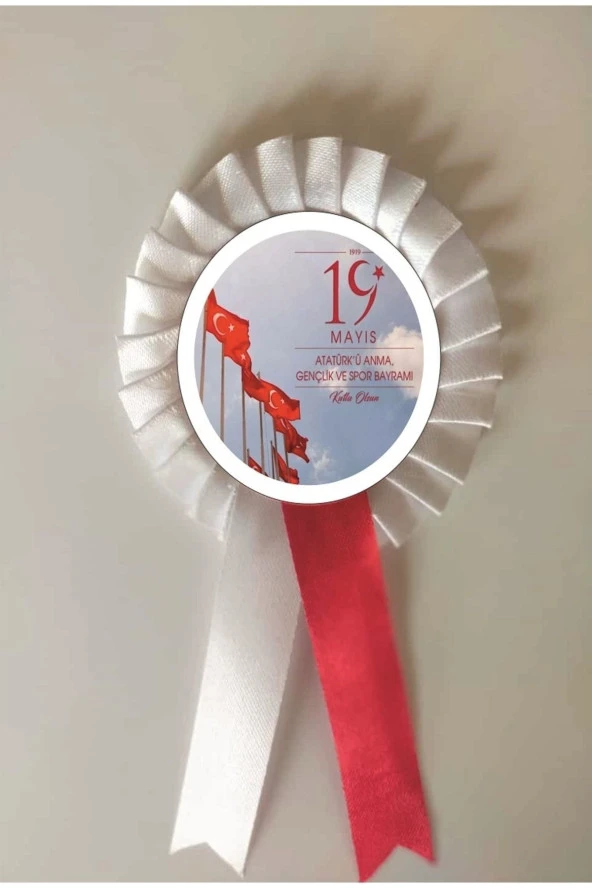 yıldızkurdelaankara 19 Mayıs Atatürk'ü Anma Gençlik Ve Spor Bayramı Saten Kokart 10 Adet ürün görseli 1