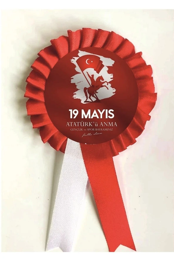 yıldızkurdelaankara 19 Mayıs Atatürk'ü Anma Gençlik Ve Spor Bayramı Saten Kokart 10 Adet ürün görseli 1