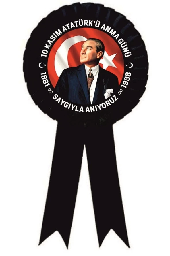 yıldızkurdelaankara 10 Kasım Saygı Ile Anıyoruz Atatürk Saten Kokart 50 Adet ürün görseli 1