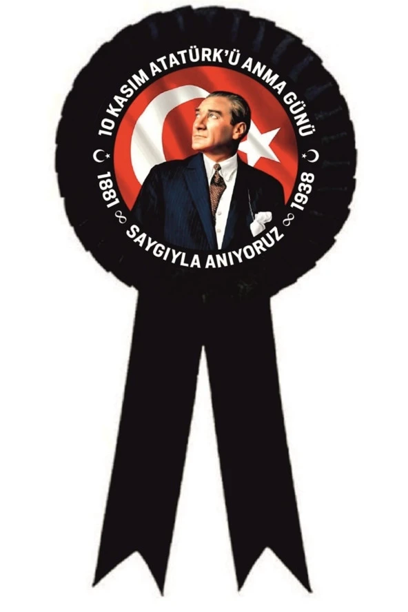 yıldızkurdelaankara 10 Kasım Saygı Ile Anıyoruz Atatürk Saten Kokart 25 Adet ürün görseli 1