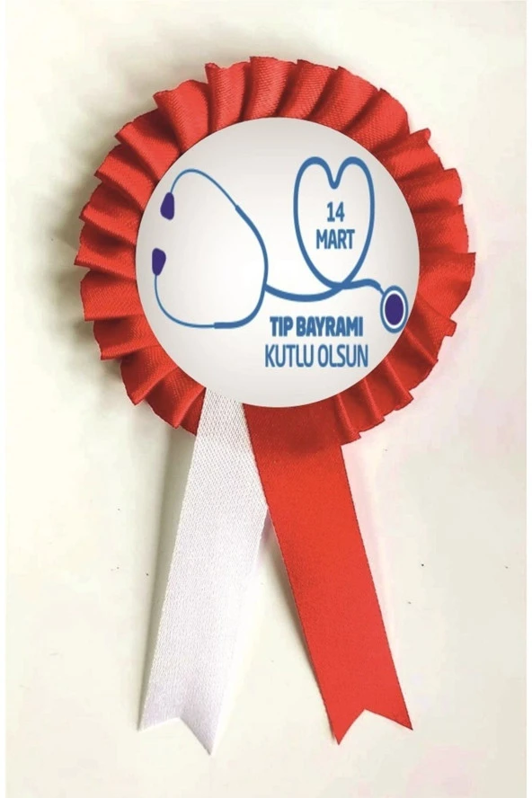 yıldızkurdelaankara 14 Mart Tıp Bayramı Saten Kokart 10 Adet ürün görseli 1