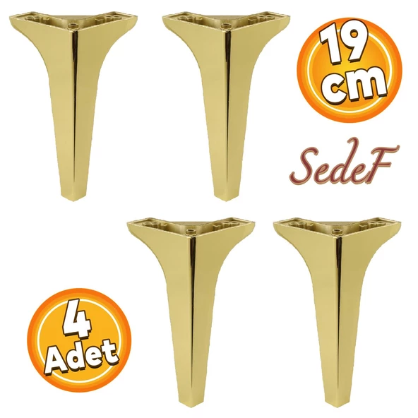 Sedef Lüks Mobilya Kanepe Tv Ünitesi Konsol Koltuk Ayağı 19 Cm Gold Altın Ayakları 4 Adet ürün görseli 1