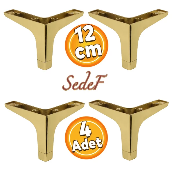 Sedef Lüks Mobilya Kanepe Sehpa Tv Ünitesi Koltuk Ayağı 12 Cm Plastik Gold Ayakları (4 ADET) ürün görseli 1