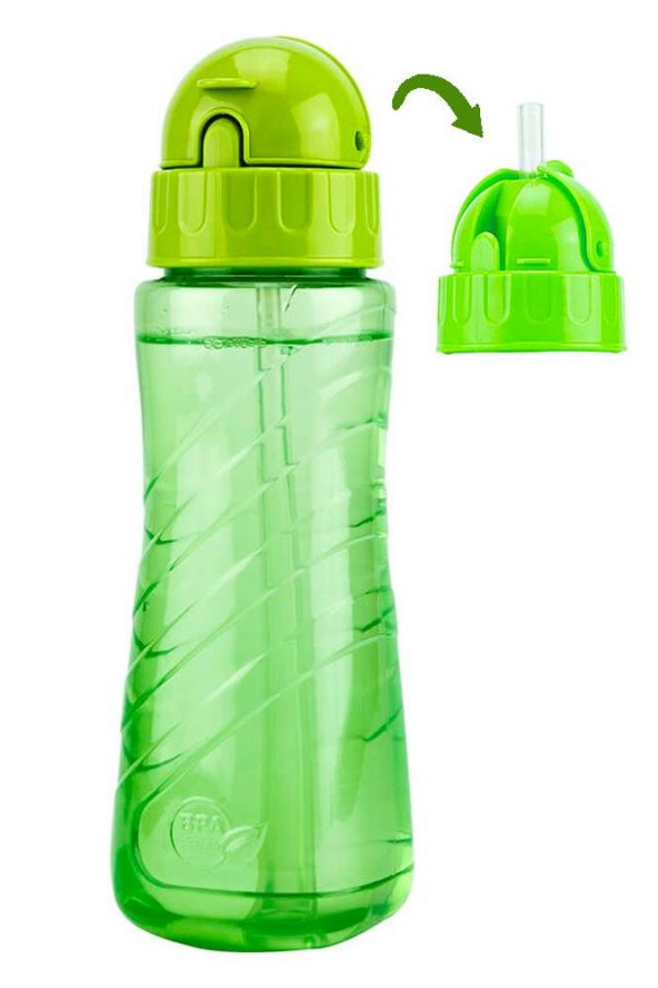 Matara 500 ml Yeşil 1 Adet Plastik Su Matarası 500 cc Pipetli Suluk Okul Suluğu ürün görseli 1
