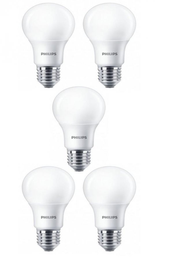 Philips 8W (60W) Led Ampul Beyaz 6500K E27 (5 Adet) Tasarruflu Lamba ürün görseli 1