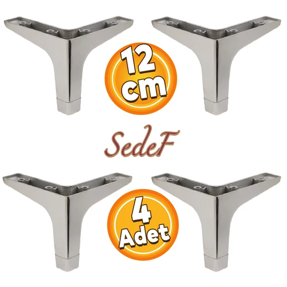 Sedef Lüks Mobilya Kanepe Sehpa Tv Ünitesi Koltuk Ayağı 12 Cm Krom Ayakları (4 ADET) ürün görseli 1