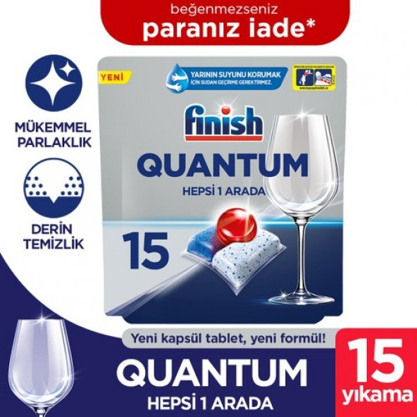 Finish Quantum Hepsi 1 Arada Bulaşık Makinesi Deterjanı 15 Tablet ürün görseli 1