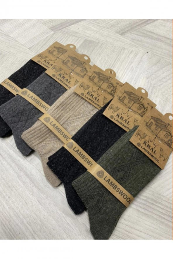 Kışlık Yün Erkek Çorap Lambswool 5li Paket - Resim 3