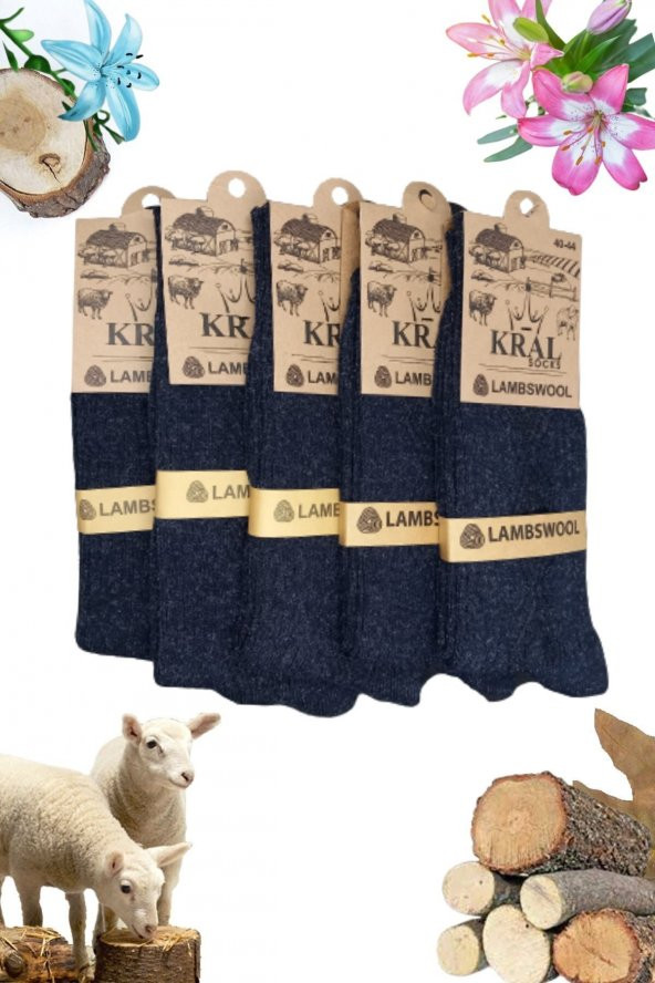 Erkek  Kışlık Termal Etkili (5li Paket) Lambswool Kuzu Yün Çorap ürün görseli 1
