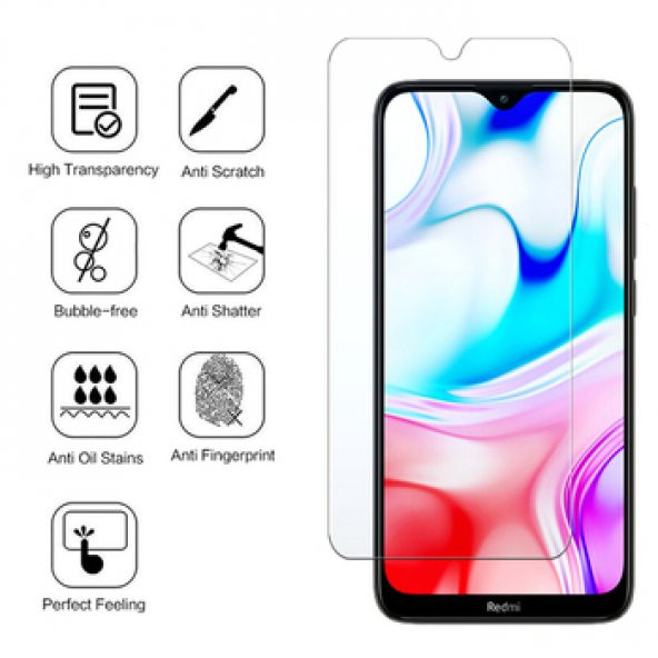 Xiaomi Redmi 8 Kırılmaz Cam Ekran Koruyucu Temperli Cam ürün görseli 1