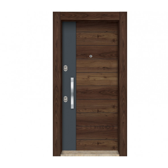 TEZ-3598 Ahşap Kaplama Düz Model Çelik Kapı Sol Açılım ürün görseli 1