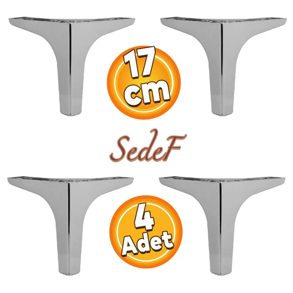 Sedef Lüks Mobilya Kanepe Tv Ünitesi Konsol Koltuk Ayağı 17 Cm Krom Ayakları 4 Adet ürün görseli 1