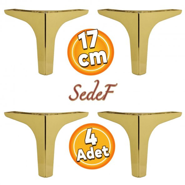 Sedef Lüks Mobilya Kanepe Tv Ünitesi Konsol Koltuk Ayağı 17 Cm Gold Ayakları 4 Adet ürün görseli 1