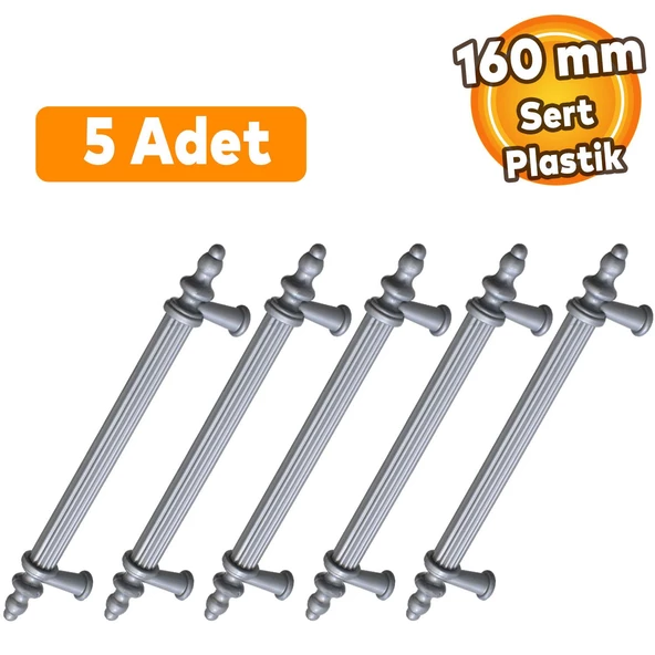 Polavit 160 Mm (SERT PLASTİK) Gri Mobilya Çekmece Mutfak Dolap Dolabı Kulpu Kulbu Kulpları (5 ADET) ürün görseli 1