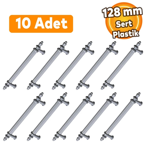 Polavit 128 Mm Gri (SERT PLASTİK) Mobilya Çekmece Mutfak Dolap Dolabı Kulpu Kulbu Kulpları (10 ADET) ürün görseli 1