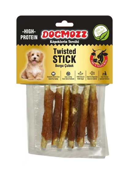 DogMozz Crunchy Sargılı Deri Burgu Çubuk 6 Adet ürün görseli 1
