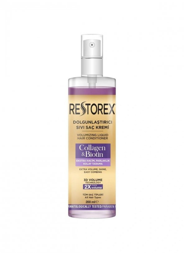 Restorex Collagen Biotin Dolgunlaştırıcı Sıvı Saç Kremi 200 ml ürün görseli 1