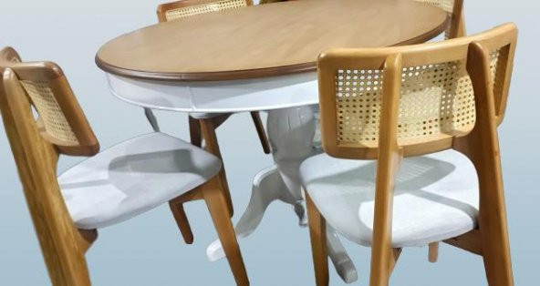 Masa Sandalye 90180 Tk Ihlamur Baba Ayak Model MDF Tabla 100cm Beyaz Ceviz ElYapı - Resim 3