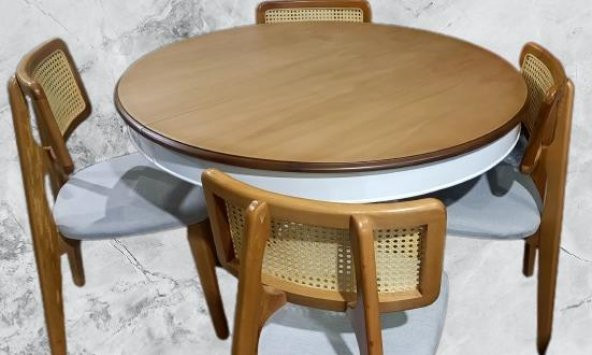 Masa Sandalye 90180 Tk Ihlamur Baba Ayak Model MDF Tabla 100cm Beyaz Ceviz ElYapı - Resim 4