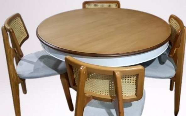 Masa Sandalye 90180 Tk Ihlamur Baba Ayak Model MDF Tabla 100cm Beyaz Ceviz ElYapı - Resim 5