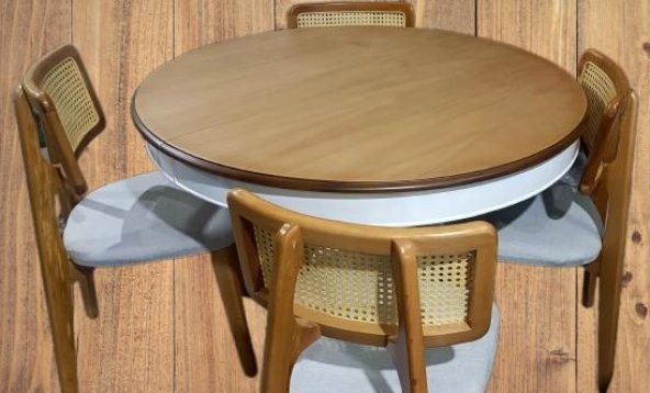 Masa Sandalye 90180 Tk Ihlamur Baba Ayak Model MDF Tabla 100cm Beyaz Ceviz ElYapı - Resim 6