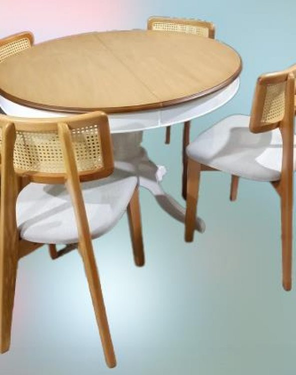 Masa Sandalye 90180 Tk Ihlamur Baba Ayak Model MDF Tabla 100cm Beyaz Ceviz ElYapı - Resim 8