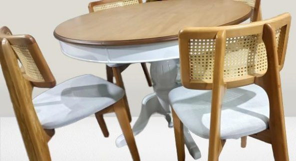 Masa 90182 Sandaly Tk 90182 Ihlamur Baba Ayak MDF Tabla 120 Beyaz Ceviz El yapım ürün görseli 1